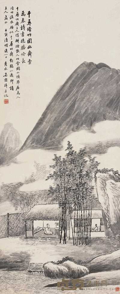 吴穀祥 壬寅(1902年)作 千寻修竹 立轴 113.3×46.2cm